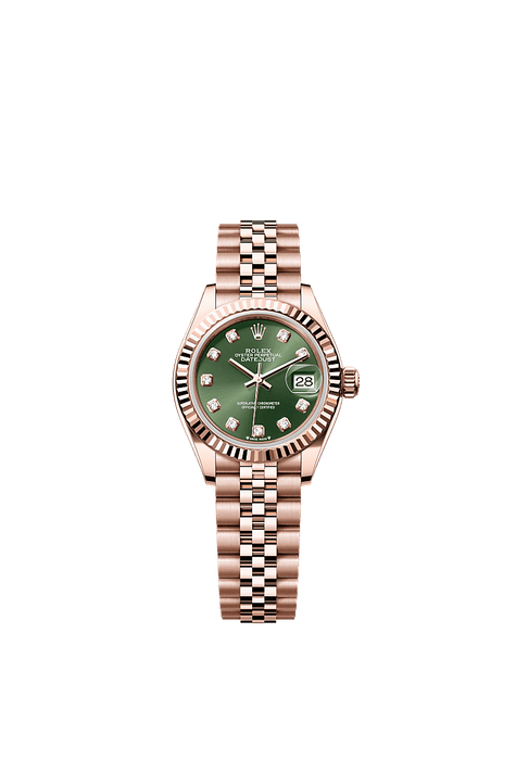 Rolex Rose Gold Datejust - 28mm - Olive green Diamond Dial - Jubilee