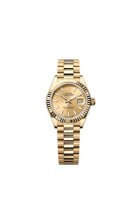 Rolex Yellow Gold Datejust - 28mm - Champagne-colour - President