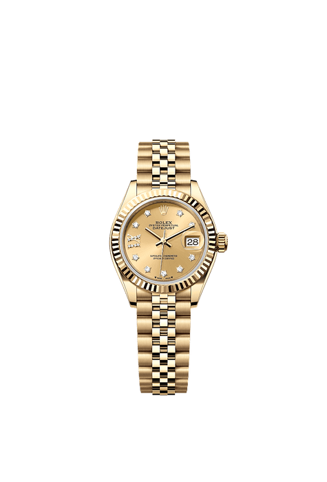 Rolex Yellow Gold Datejust - 28mm - Champagne-colour Diamond Dial - Jubilee