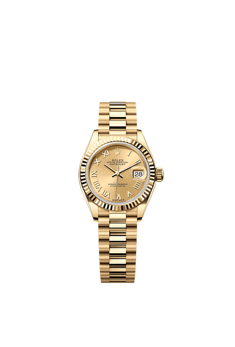 Rolex Yellow Gold Datejust - 28mm - Champagne-colour - President