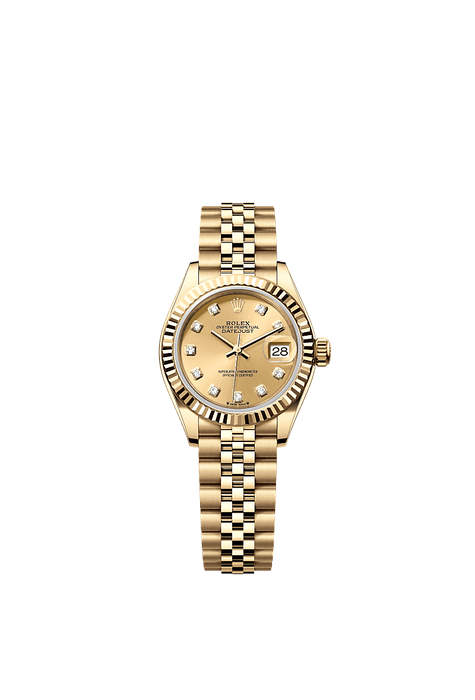 Rolex Yellow Gold Datejust - 28mm - Champagne-colour Diamond Dial - Jubilee