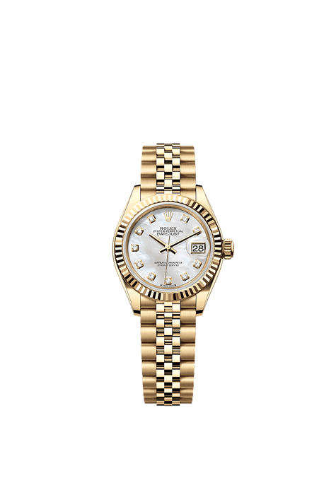 Rolex Yellow Gold Datejust - 28mm - White mother-of-pearl Diamond Dial - Jubilee