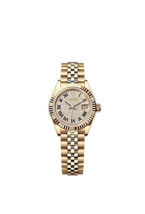 Rolex Yellow Gold Datejust - 28mm - Diamond-paved - Jubilee