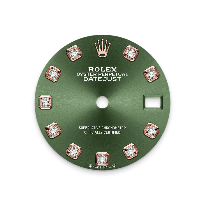 Rolex Two-Tone (RG/SS) Datejust - 28mm - Olive green Diamond Dial - Jubilee