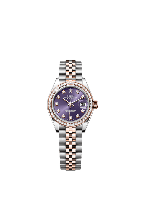 Rolex Two-Tone (RG/SS) Datejust - 28mm - Aubergine Diamond Dial - Jubilee