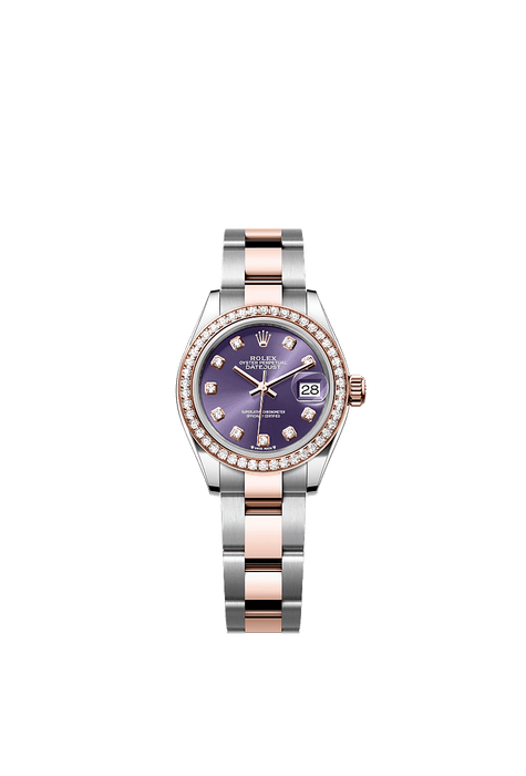 Rolex Two-Tone (RG/SS) Datejust - 28mm - Aubergine Diamond Dial - Oyster