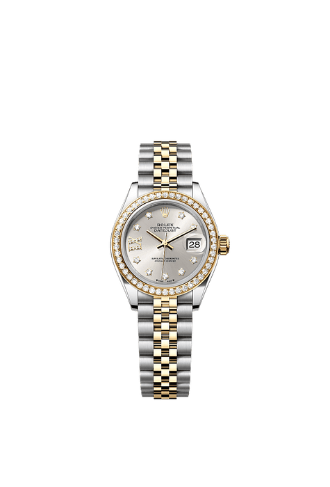 Rolex Two-Tone (YG/SS) Datejust - 28mm - Silver Diamond Dial - Jubilee