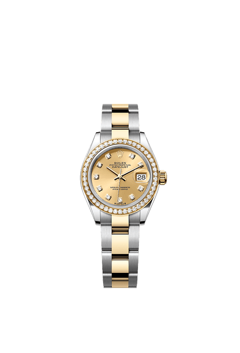 Rolex Two-Tone (YG/SS) Datejust - 28mm - Champagne-colour Diamond Dial - Oyster