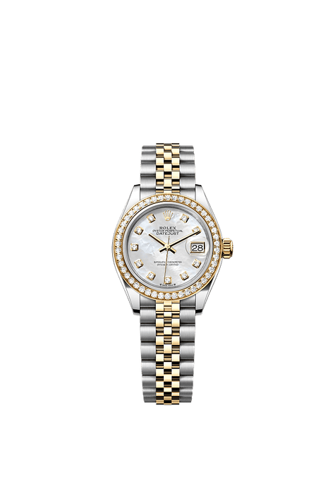 Rolex Two-Tone (YG/SS) Datejust - 28mm - White mother-of-pearl Diamond Dial - Jubilee