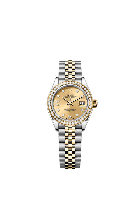 Rolex Two-Tone (YG/SS) Datejust - 28mm - Champagne-colour Diamond Dial - Jubilee