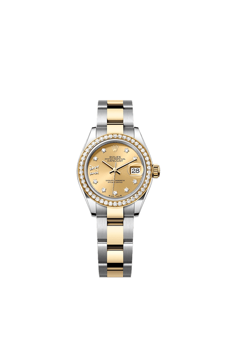 Rolex Two-Tone (YG/SS) Datejust - 28mm - Champagne-colour Diamond Dial - Oyster