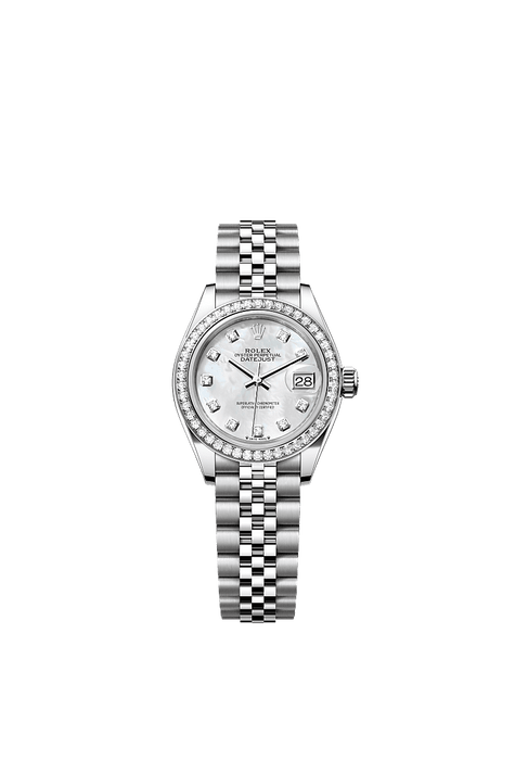 Rolex Stainless Steel Datejust - 28mm - White mother-of-pearl Diamond Dial - Jubilee