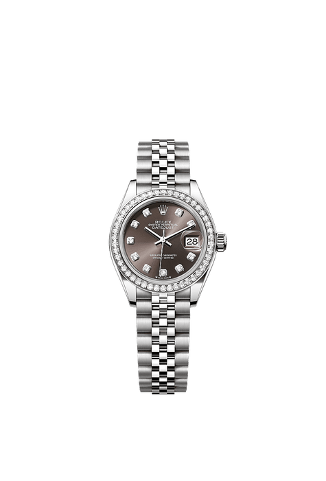 Rolex Stainless Steel Datejust - 28mm - Dark grey Diamond Dial - Jubilee