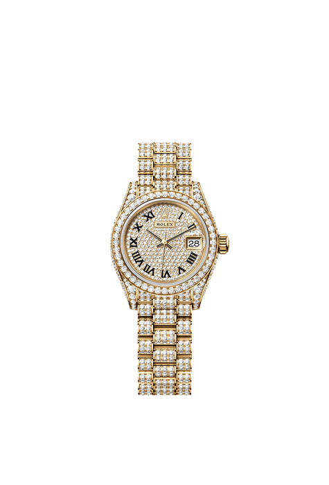 Rolex Yellow Gold Datejust - 28mm - Diamond-paved - President