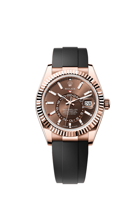 Rolex Rose Gold Sky-Dweller - 42mm - Chocolate - Oysterflex