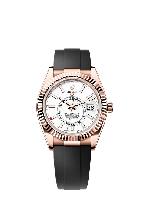 Rolex Rose Gold Sky-Dweller - 42mm - Intense white - Oysterflex