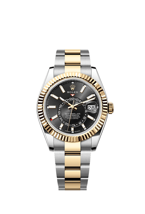 Rolex Two-Tone (YG/SS) Sky-Dweller - 42mm - Bright black - Oyster