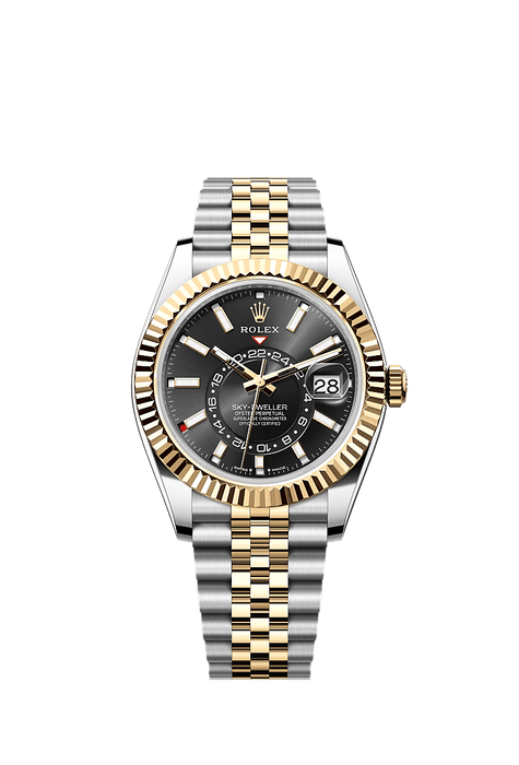 Rolex Two-Tone (YG/SS) Sky-Dweller - 42mm - Bright black - Jubilee