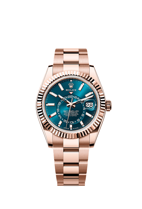 Rolex Rose Gold Sky-Dweller - 42mm - Blue-green - Oyster