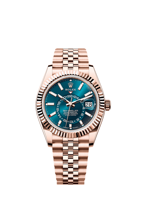 Rolex Rose Gold Sky-Dweller - 42mm - Blue-green - Jubilee