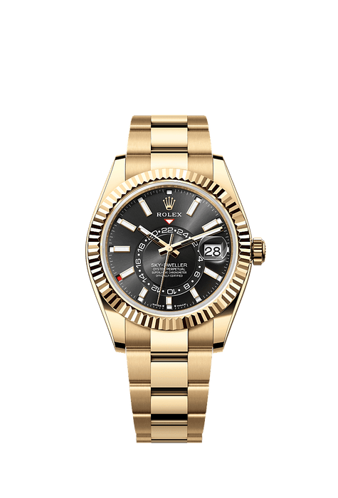 Rolex Yellow Gold Sky-Dweller - 42mm - Bright black - Oyster