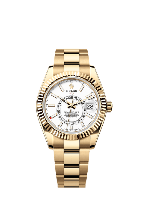 Rolex Yellow Gold Sky-Dweller - 42mm - Intense white - Oyster