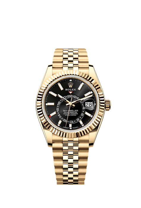 Rolex Yellow Gold Sky-Dweller - 42mm - Bright black - Jubilee