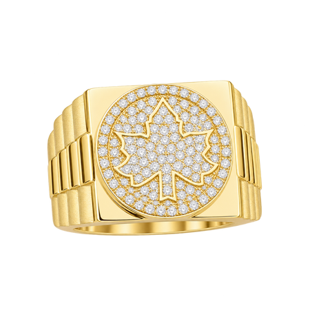 Maple Leaf Presidential Ring in yellow gold — studio view