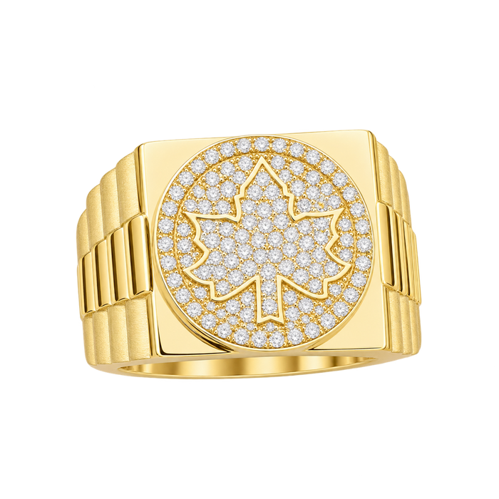 Maple Leaf Presidential Ring in yellow gold — studio view