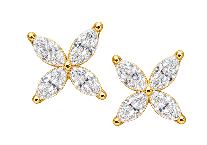 Marquise Floral Cluster Stud Earrings