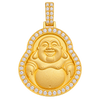 Medium Happy Buddha Diamond Pendant in yellow gold on a transparent background