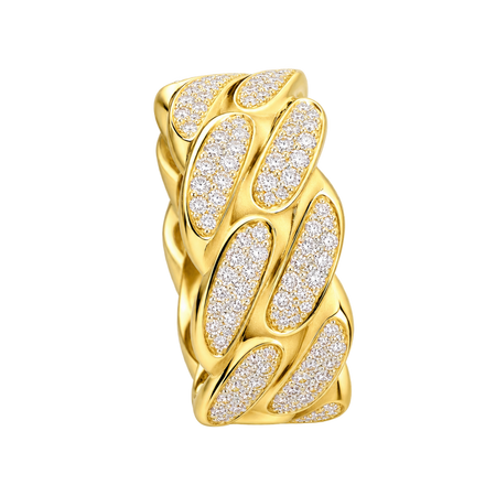 Miami Cuban Diamond Ring in yellow gold