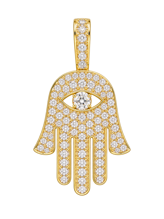 Mini Hamsa Diamond Pendant in yellow gold