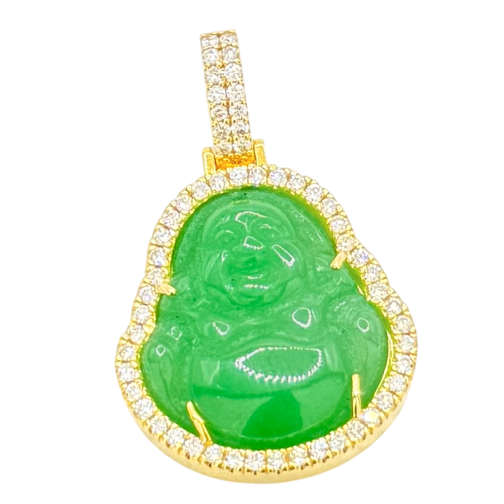 Green Jade Buddha w/ Diamond Frame– Ta Jewelers