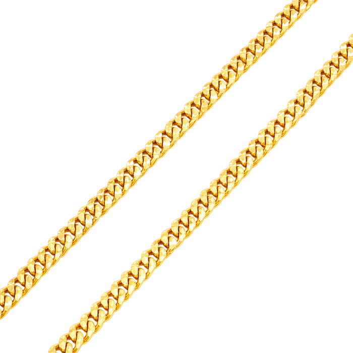 24K Yellow Gold 4.3MM Diamond Cut Miami Cuban Link Chain studio product photo