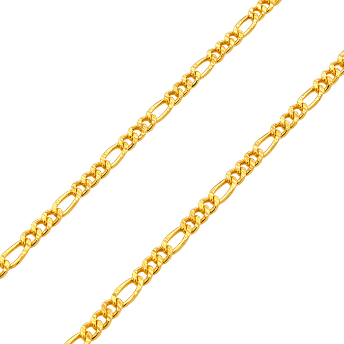 24K Yellow Gold 3.3MM Diamond Cut Figaro Chain studio product photo