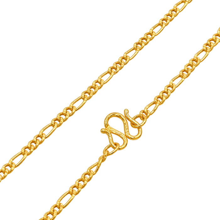 24K Yellow Gold 3.3MM Diamond Cut Figaro Chain studio product photo