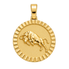 Ox Circular Pendant — polished yellow gold on transparent background