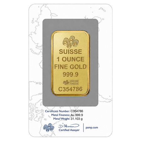 1 Oz Gold Bar - PAMP Suisse on transparent background