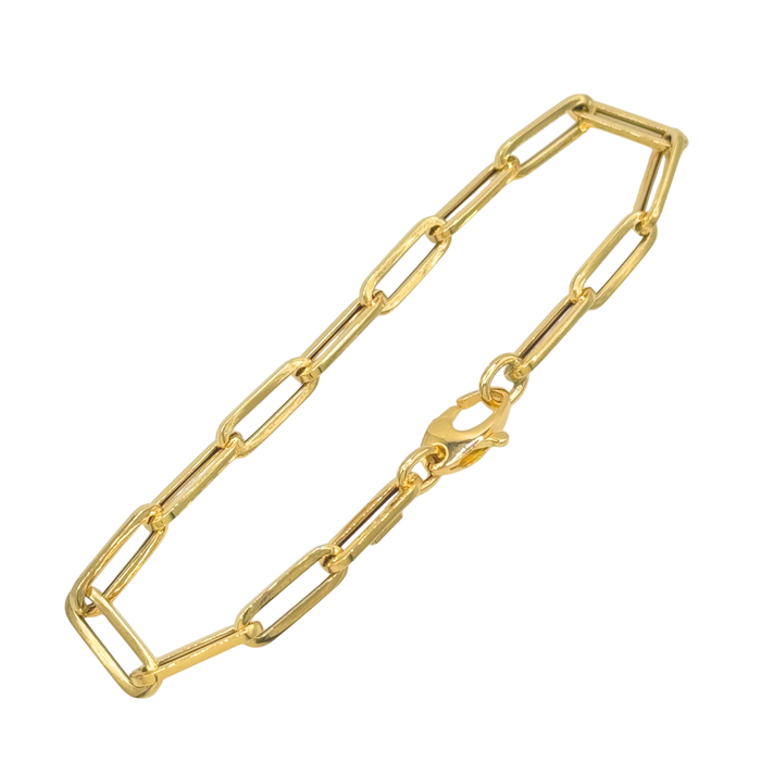 18K Yellow Gold Hollow Paper Clip Bracelet