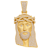 Partially Iced Diamond Jesus V2 Pendant in yellow gold on a transparent background