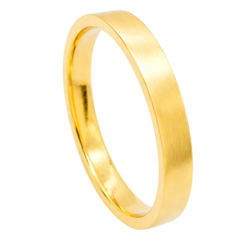 4MM 24K Yellow Gold Plain Flat Ring