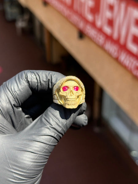 Red Eyed Santa Muerte Ring