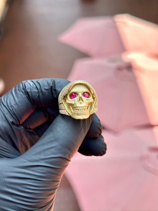 Red Eyed Santa Muerte Ring