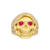 Red Eyed Santa Muerte Ring in yellow gold