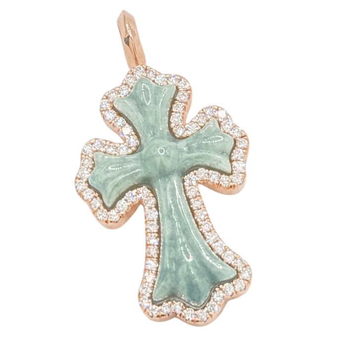 Gothic Jade Cross w/ Diamond Frame