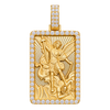 Saint Michael Archangel Diamond Framed Pendant in yellow gold on a transparent background