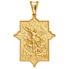 Saint Michael Archangel Pendant — polished yellow gold on transparent background