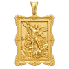 Saint Michael Archangel Portrait Artwork Pendant — polished yellow gold on transparent background