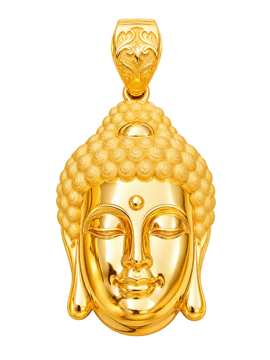 Siddhartha Gautama Buddha Head Pendant — yellow gold